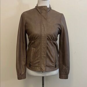 Vince Taupe Leather Jacket Size XS